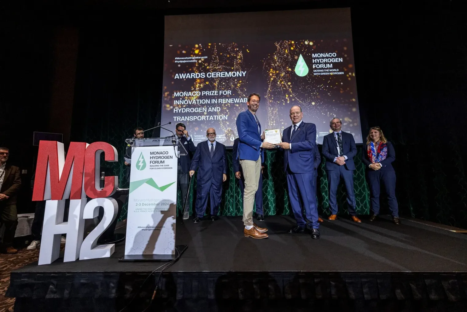 Ben Medland receiving the Monaco Prize from HRH Prince Albert of Monaco