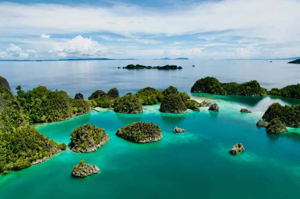Tropical island archipelago from the air